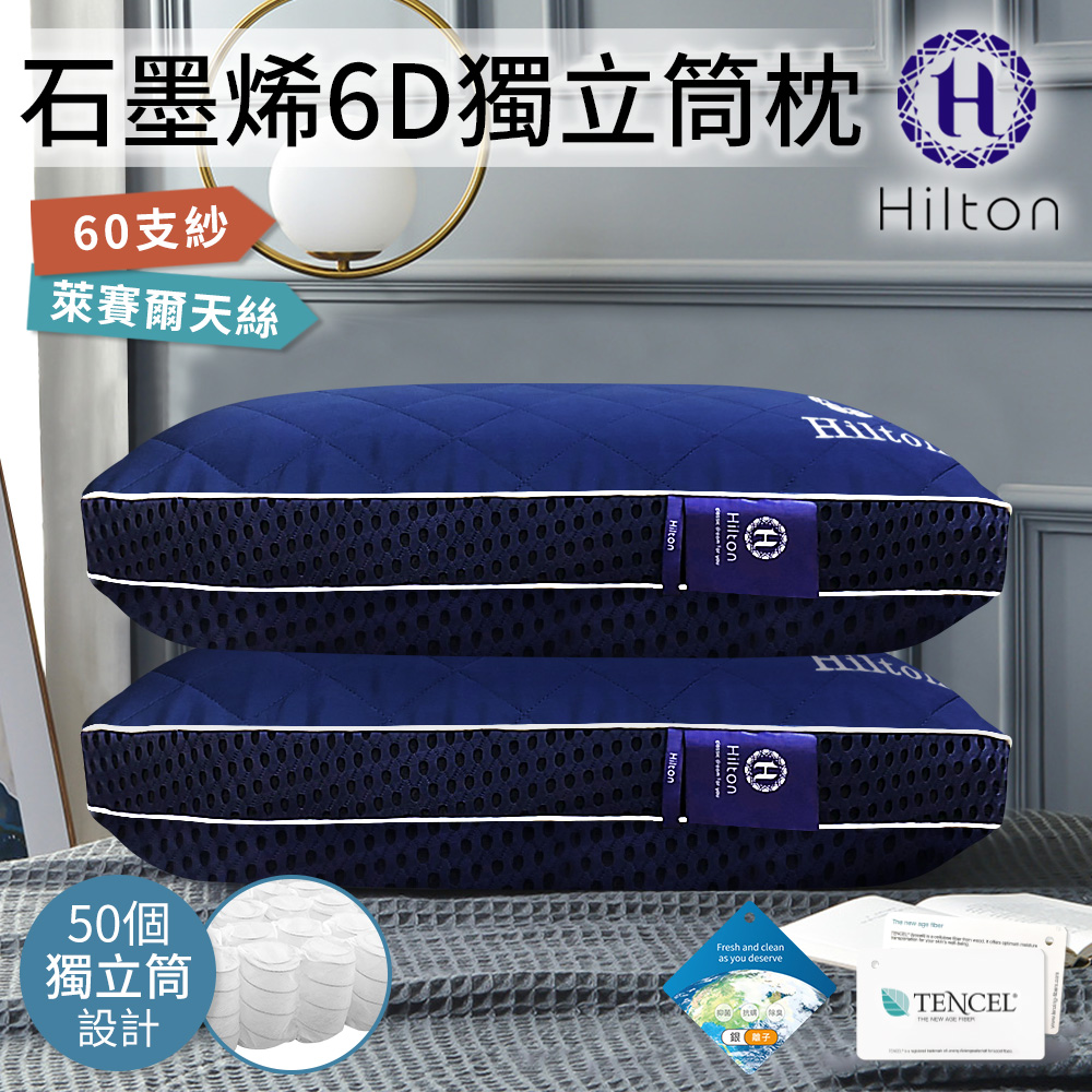 希爾頓獨立筒枕50顆(藍格紋+深藍網)/單顆入